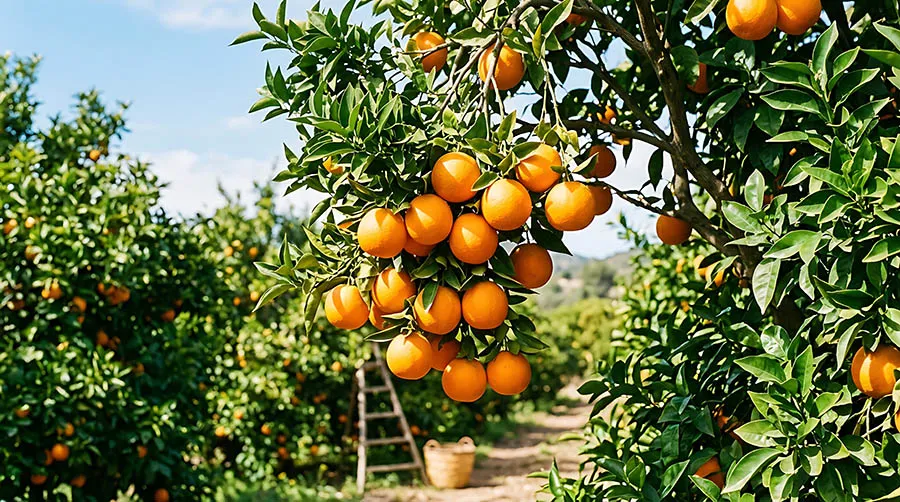 Agrumes, oranges siciliennes et symboles de la Sicile
