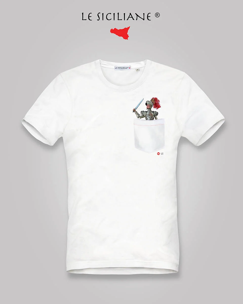 le siciliane maglietta uomo taschino pupo T-shirt siciliana da uomo, con i pupi siciliani - maglietta sicula del brand Le Siciliane