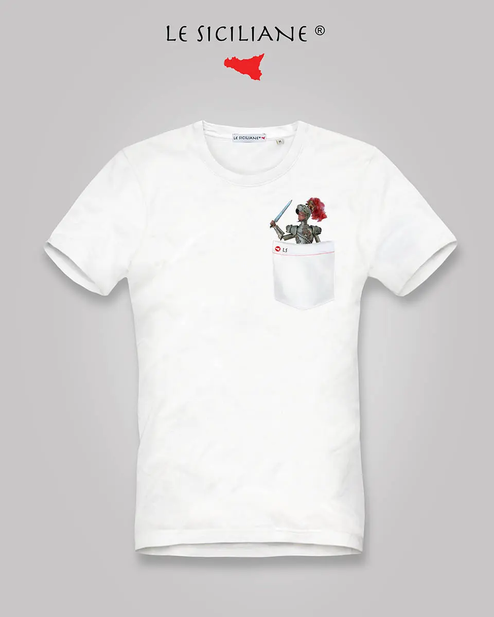 Maglietta siciliana uomo pupo siciliano con taschino - t-shirt sicula - Le Siciliane