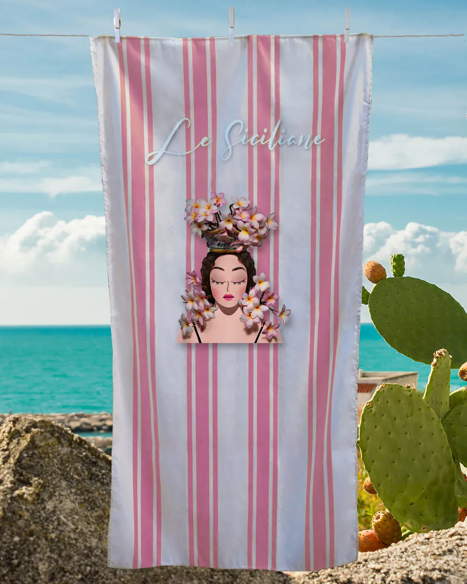 sicilian beach towel pomelias Telo mare siciliano con pomelie - Le Siciliane brand.