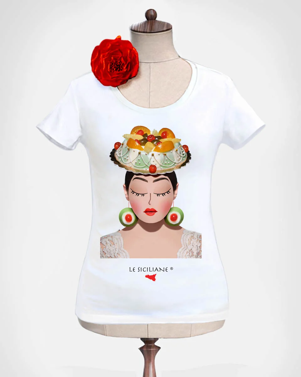 t shirt cassata siciliane le siciliane Maglietta con stampa cassata siciliana del brand Le Siciliane - Italia