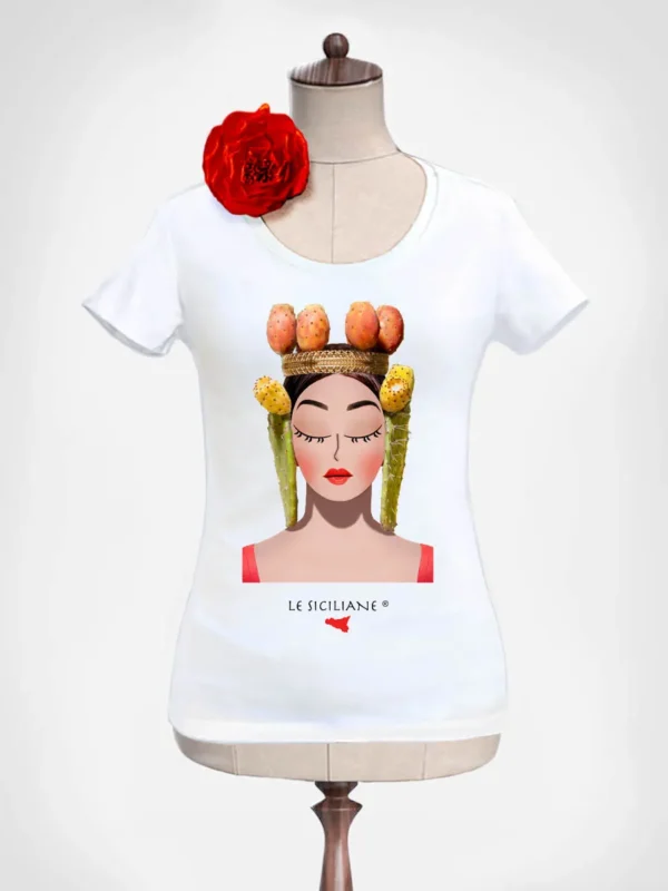 Le Siciliane t-shirt da donna, magliette con fichi d'India di Sicilia