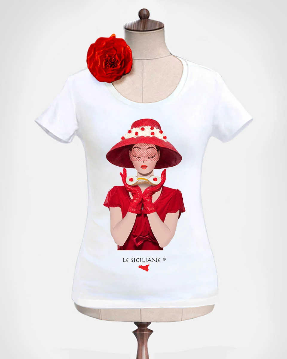 t shirt siciliana con cannolo le siciliane Maglietta con stampa Cannolo siciliano - Le Siciliane - Palermo