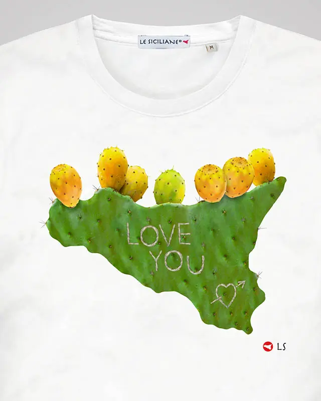 t-shirt uomo love fichi d india T-shirt Sicily Island con Fichi d'India da uomo.